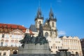 Jan Hus Monument and Church of Our Lady before TÃÂ½n, Prague Royalty Free Stock Photo